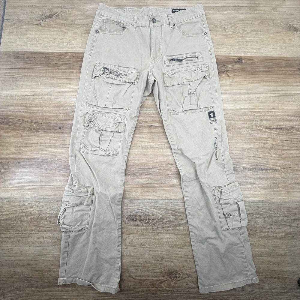 Smoke Rise Cargo Tapered Pants Mens‎ Size 32x32 Beige Streetwear Gorpcore